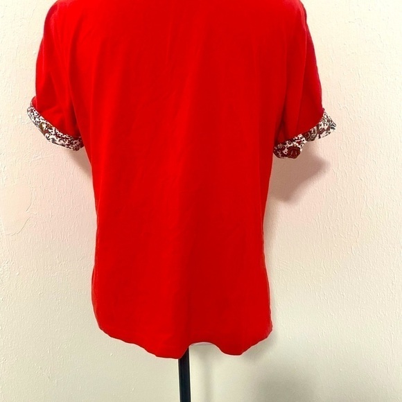 Zara Red Blouse with Paisley Print Sleeves Large - Picture 4 of 5